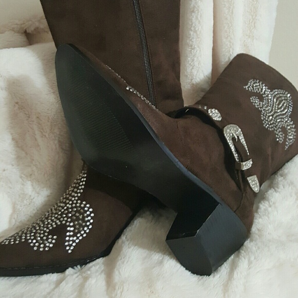 Suede & Rhinestone Boots - Picture 5 of 6